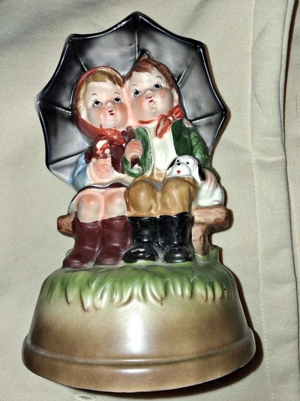 Vintage Himark Japan Porcelain Music Box Boy Girl